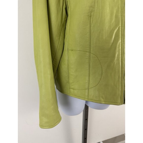 PROVENCE D'AMOUR Celedon Green Lambskin Zip Close Jacket Sz L - Picture 2 of 6